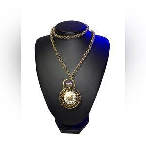 Vintage Avon Moonwind Perfume Bottle Necklace 17" Resting